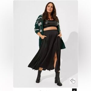 Torrid Satin Black Double Side Slit Maxi Skirt